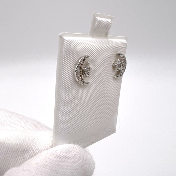 Sterling Silver Moon & Star Earrings - Picture 5 of 14